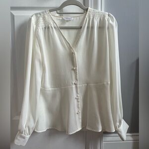 Calvin Klein Womens Blouse - Medium, Ivory